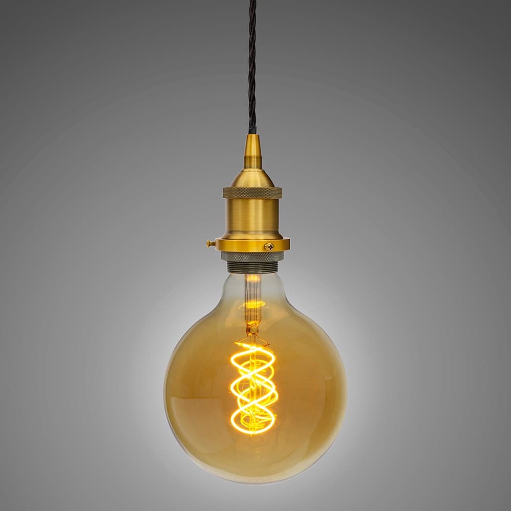 Soho Lighting Antique Gold Decorative Bulb Holder with Black Twisted Cable