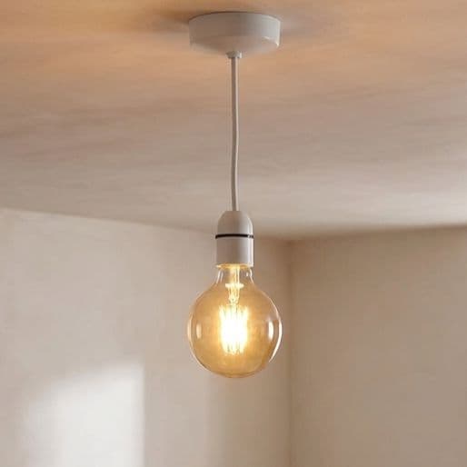 Lieber White Ceiling Rose Pendant Set 6" Drop B22 Fitting