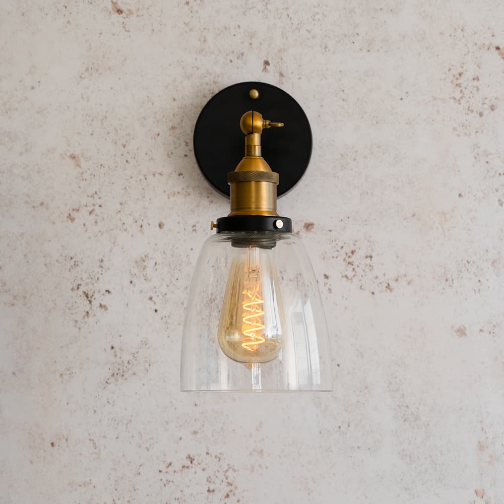 Romilly Clear Glass Cone Wall Light - Soho Lighting  - Brass