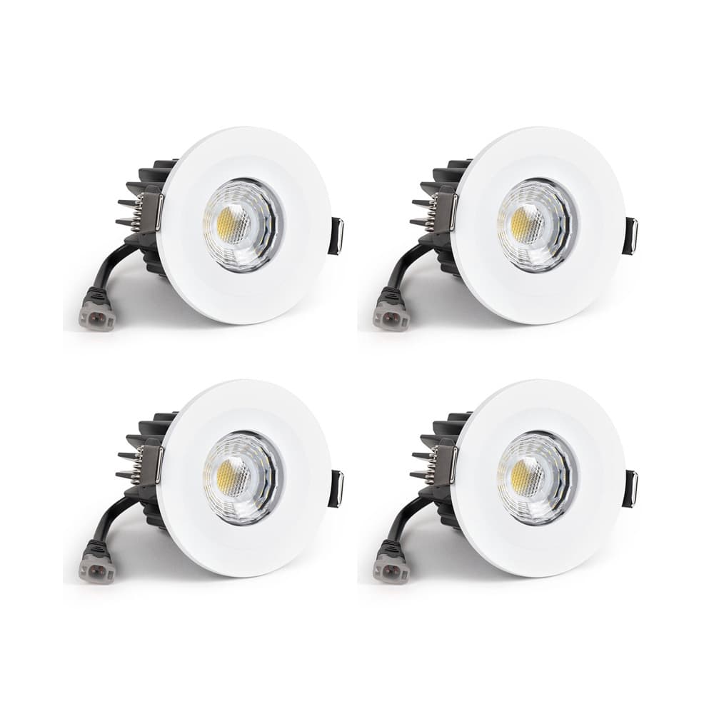 4 Pack - Soho Lighting White Fixed CCT Colour Changing Fire Rated LED Dimmable IP65 10W Downlight