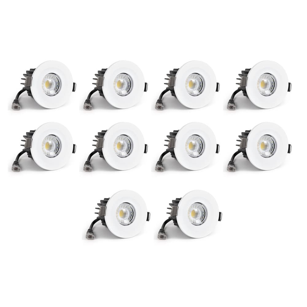 10 Pack - Soho Lighting White Fixed CCT Colour Changing Fire Rated LED Dimmable IP65 10W Downlight