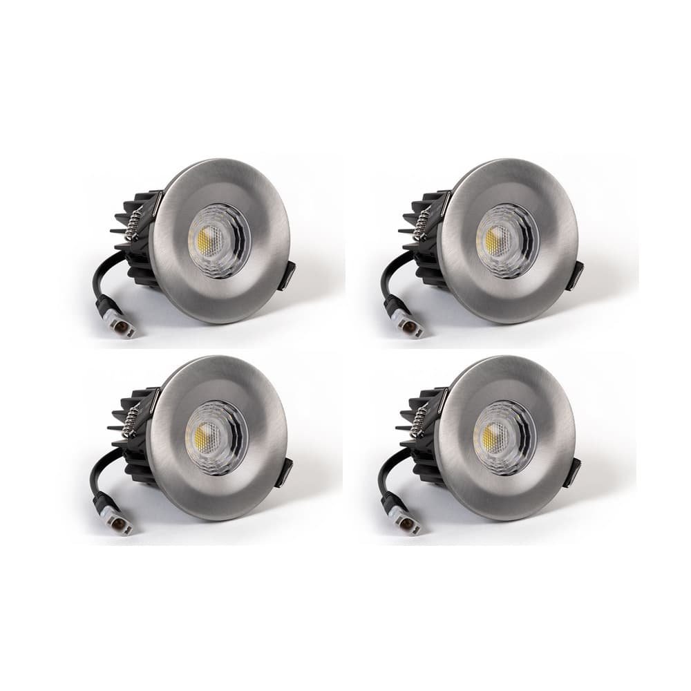 4 Pack - Soho Lighting Pewter LED Downlights - Fire Rated - Fixed - IP65 - CCT Switch - High CRI - Dimmable