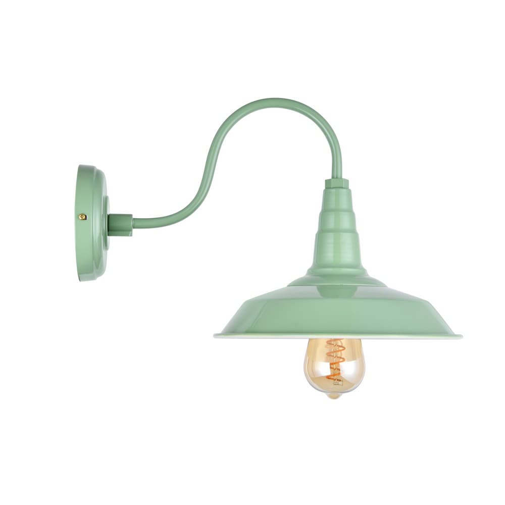 Chalk Mint Green Industrial Wall Light - Argyll- Soho Lighting