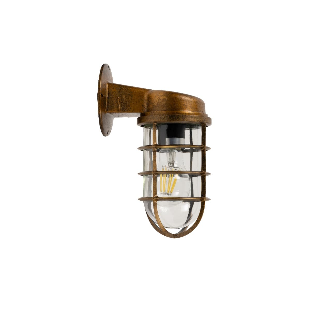 Broadwick Stained Brass IP44 Rated Nautical Bathroom Bulkhead Wall Light - Soho Lighting