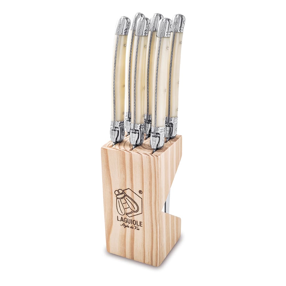 Laguiole Style De Vie Premium Steak Knives 6 Piece Set Pearl