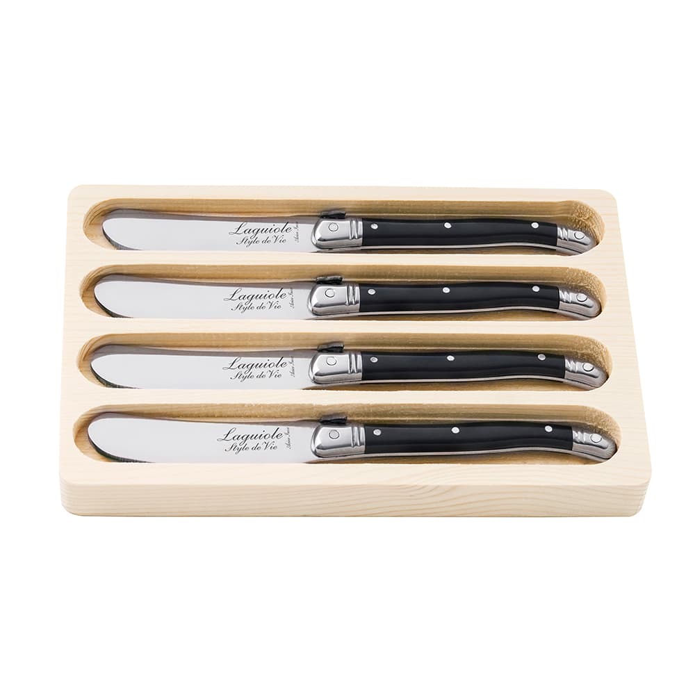 Laguiole Style De Vie Premium Butter Knives 4 Piece Set Black