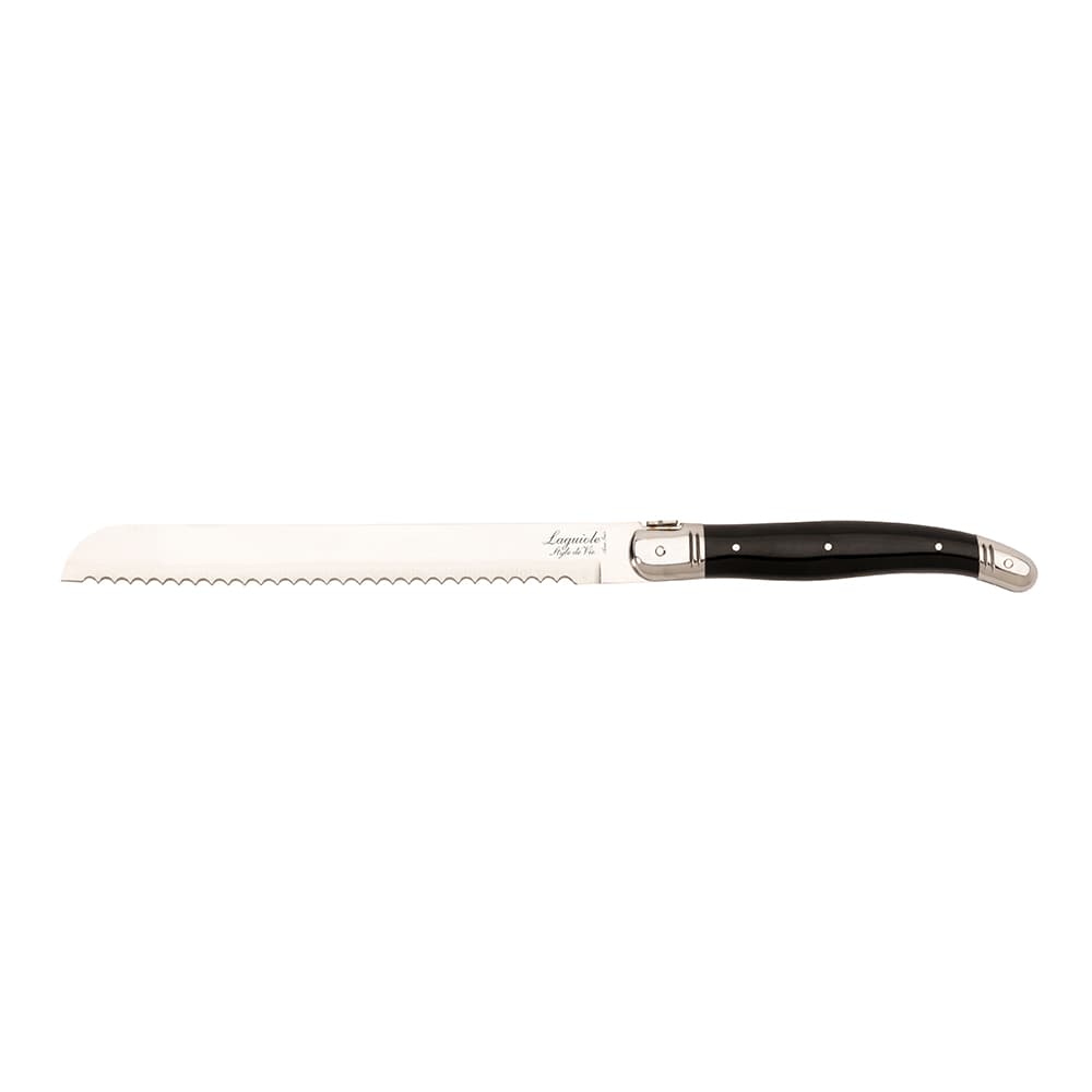 Laguiole Style De Vie Premium Bread Knife Black with Baguette Board