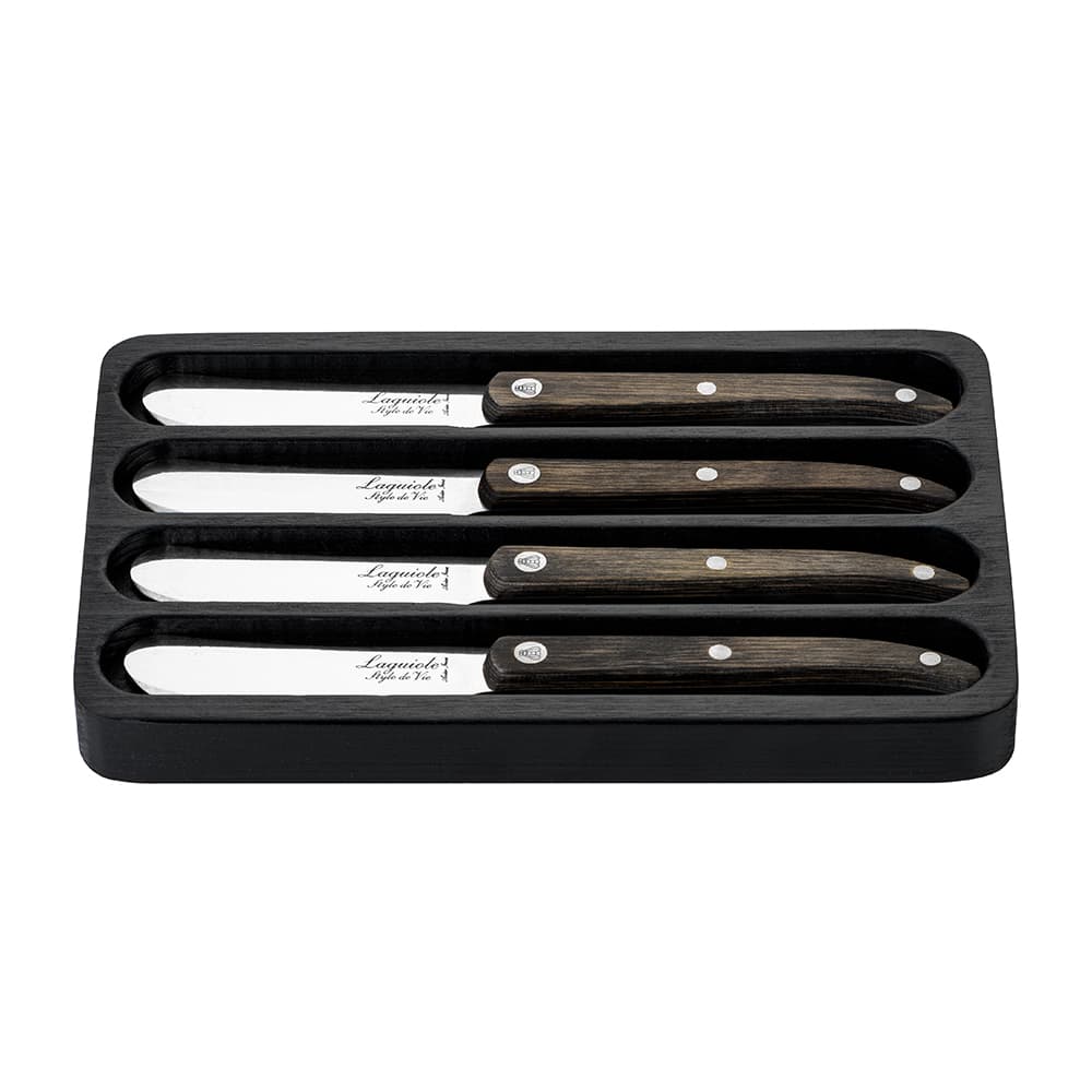 Laguiole Style De Vie Innovation Butter Knives 4 Piece Set Grey Pakka Wood