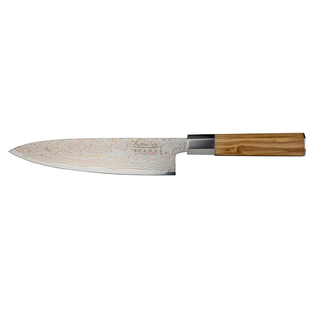 Katana Flame Chefs Knife 20cm Olivewood