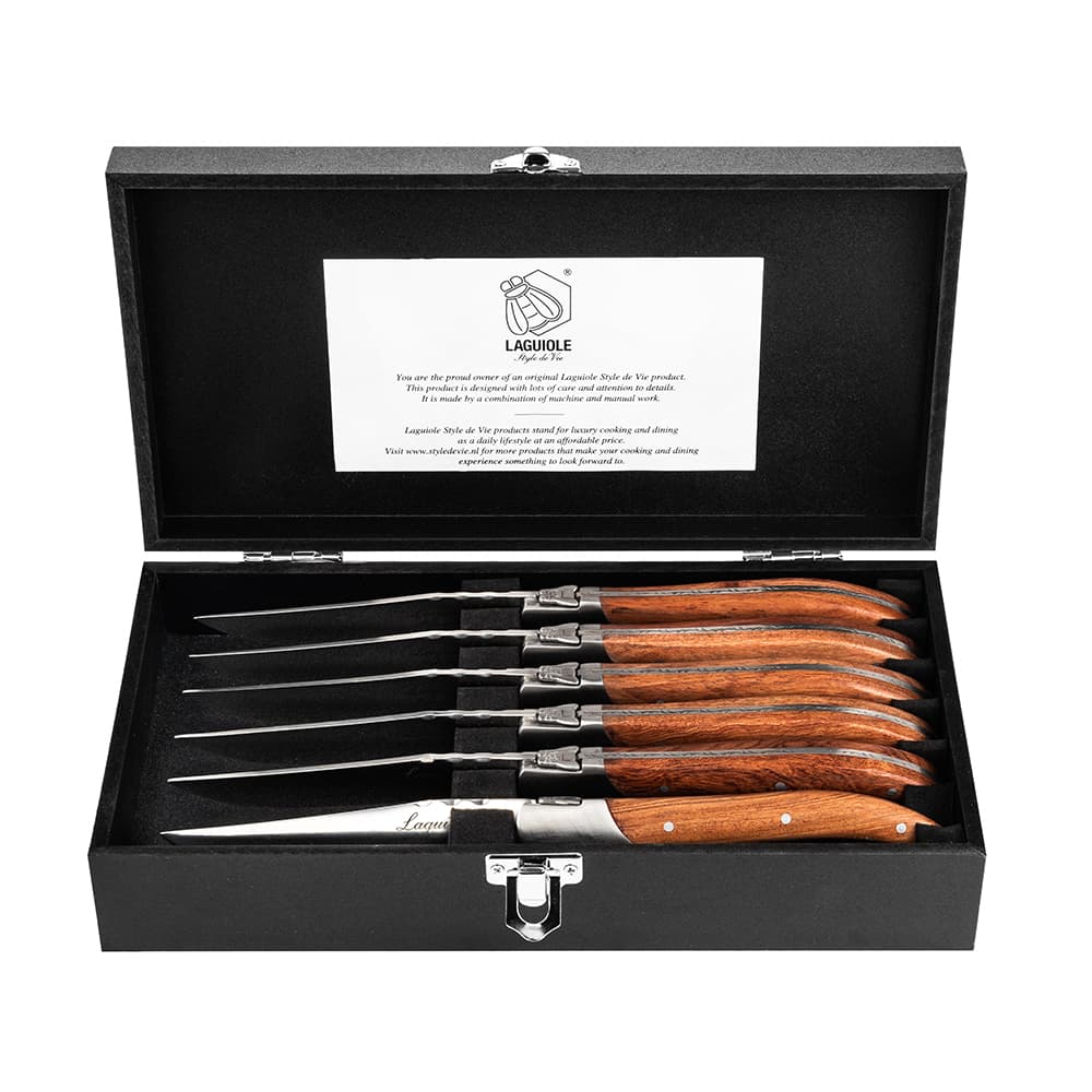 Laguiole Style De Vie Luxury Steak Knives 6 Piece Set Rose