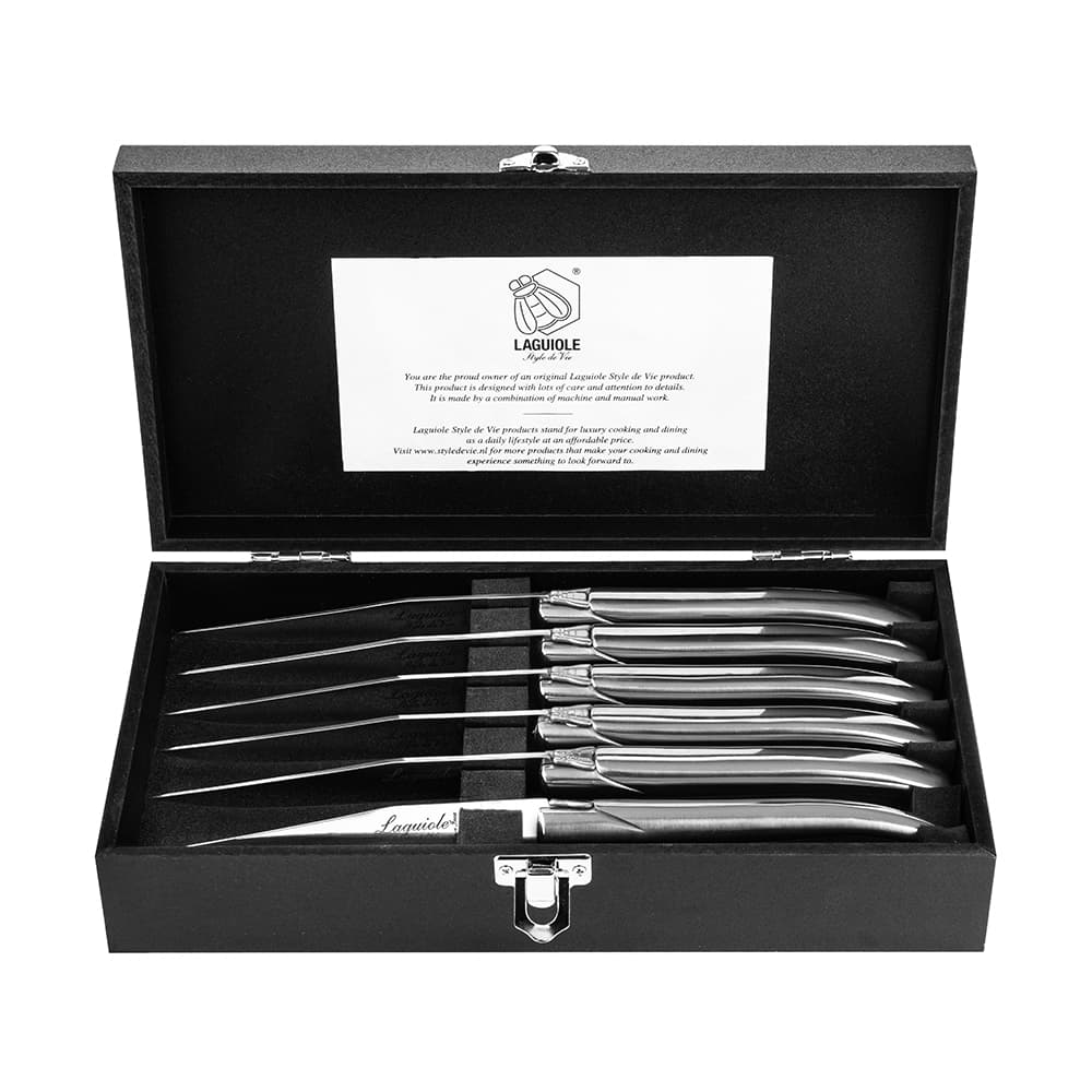 Laguiole Style De Vie Luxury Steak Knives 6 Piece Set Stainless Steel