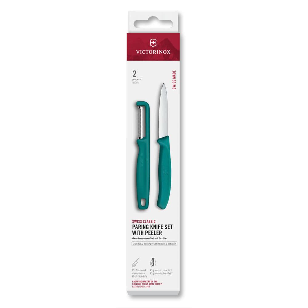Victorinox Swiss Classic Paring Knife with L-Peeler 2 Piece Set - Green