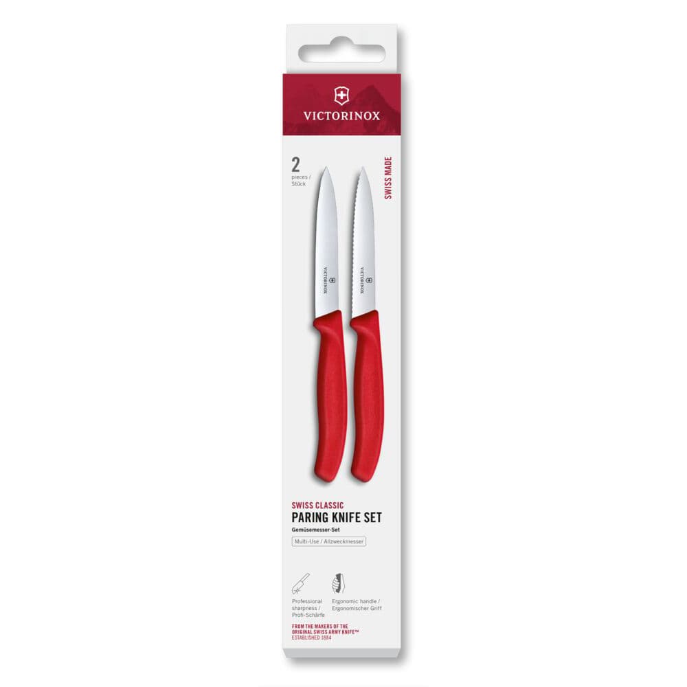 Victorinox Swiss Classic 10cm Paring Knife 2 Piece Set - Red