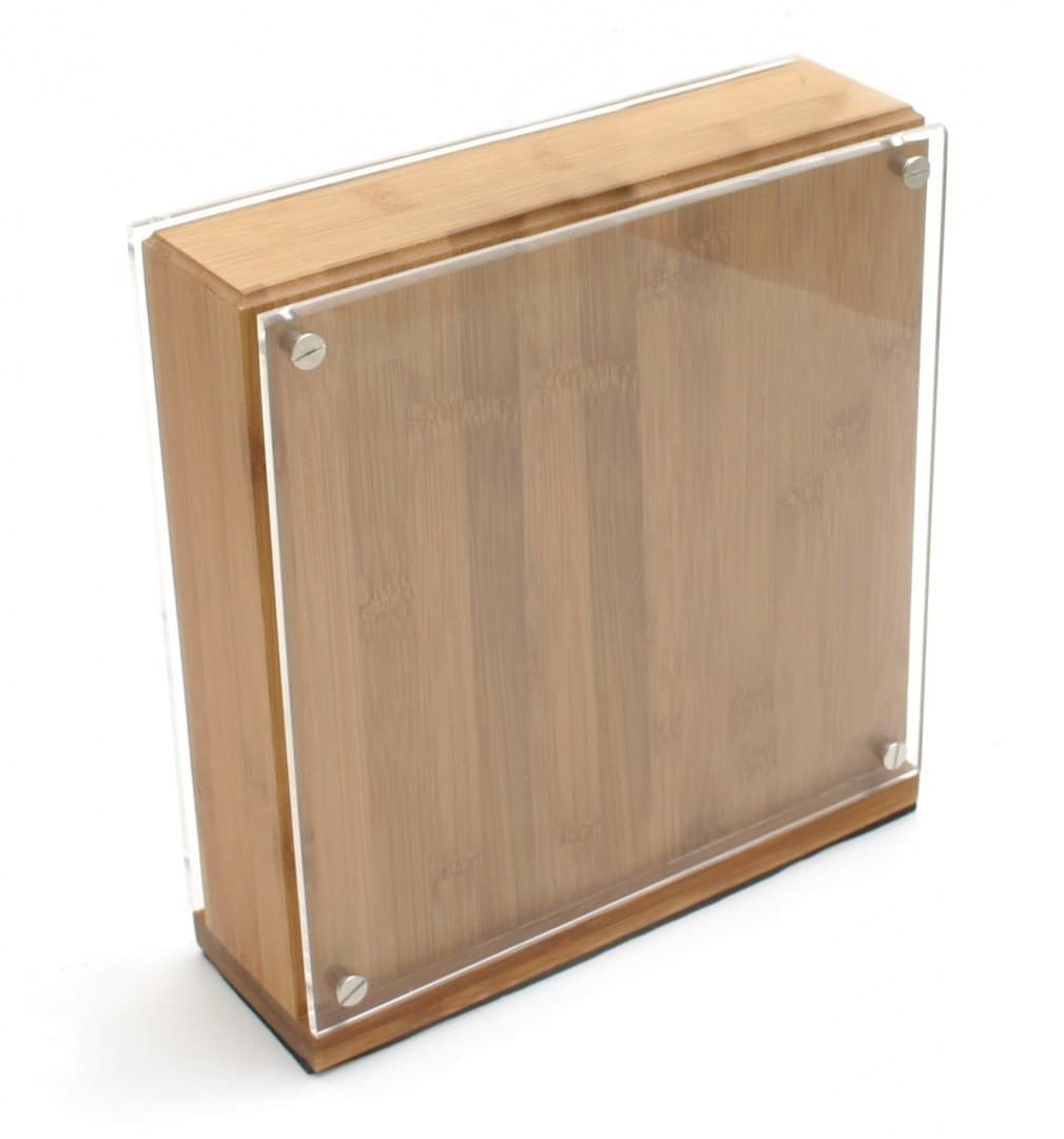 Glass Magnetic Knife Block - Universal Knife Storage Made of Bamboo (Small)