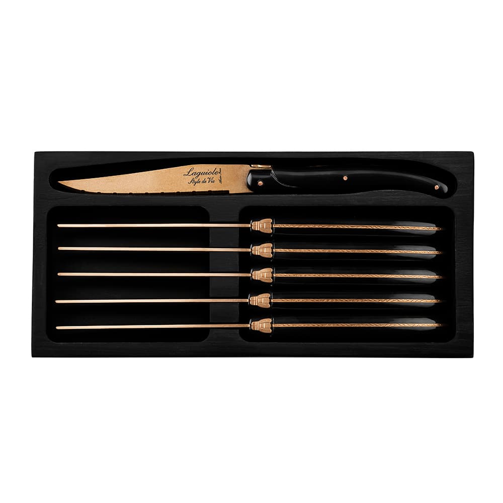 Laguiole Style De Vie Prestige Steak Knives 6 Piece Set Copper Stonewash