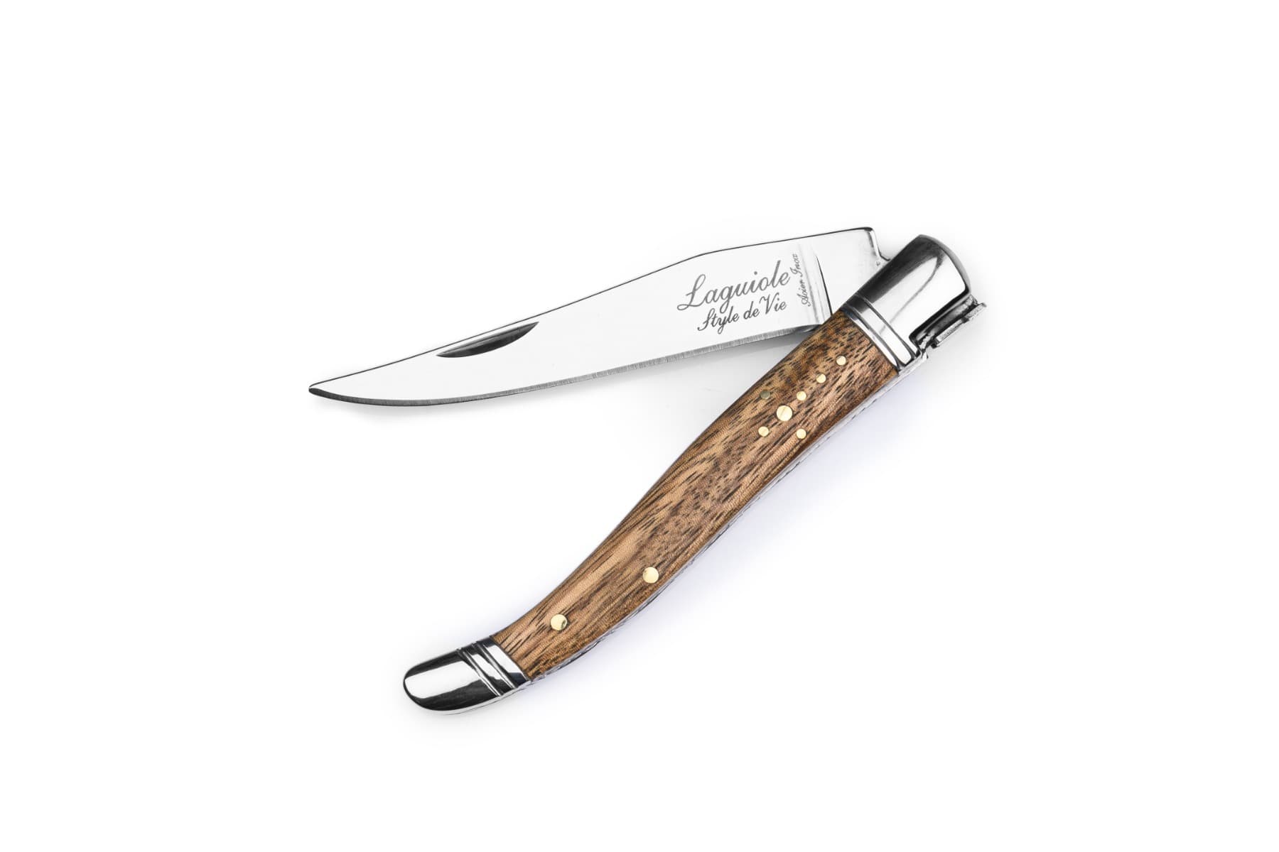 Laguiole Style De Vie Luxury Pocket Knife Zebrano Wood with Sharpener and Cover