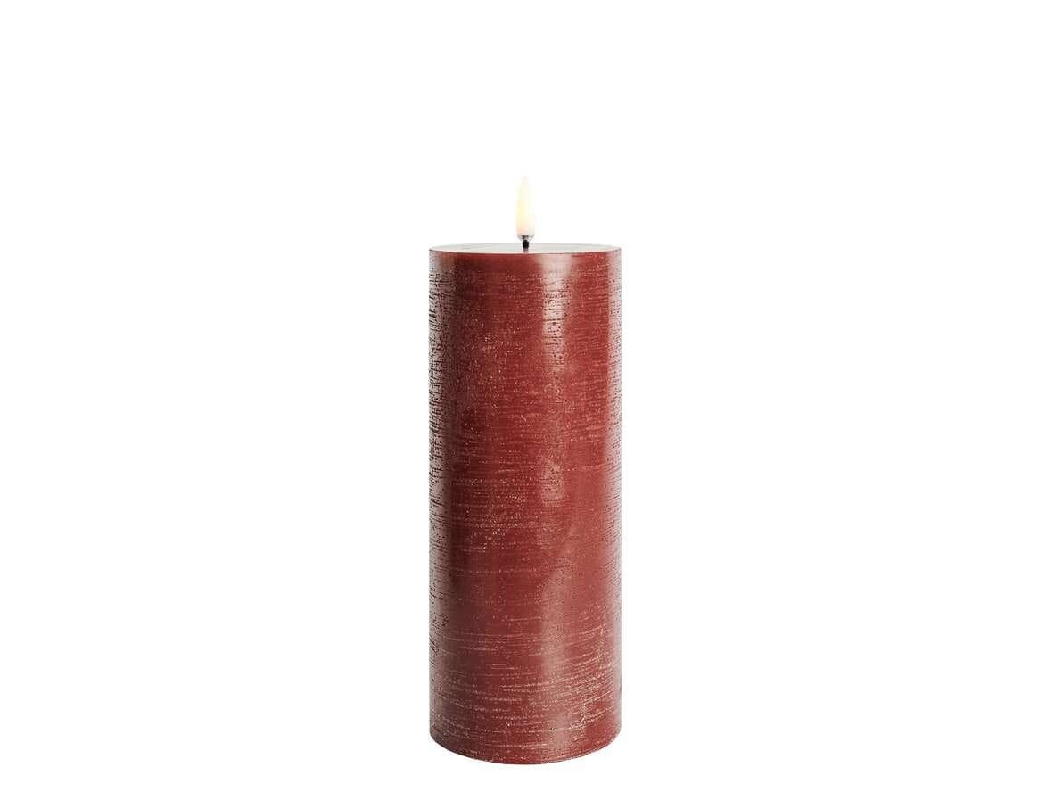 Uyuni Lighting - Pillar Candle LED 7,8 x 20,3 cm Rustic Carmine Red  Lighting