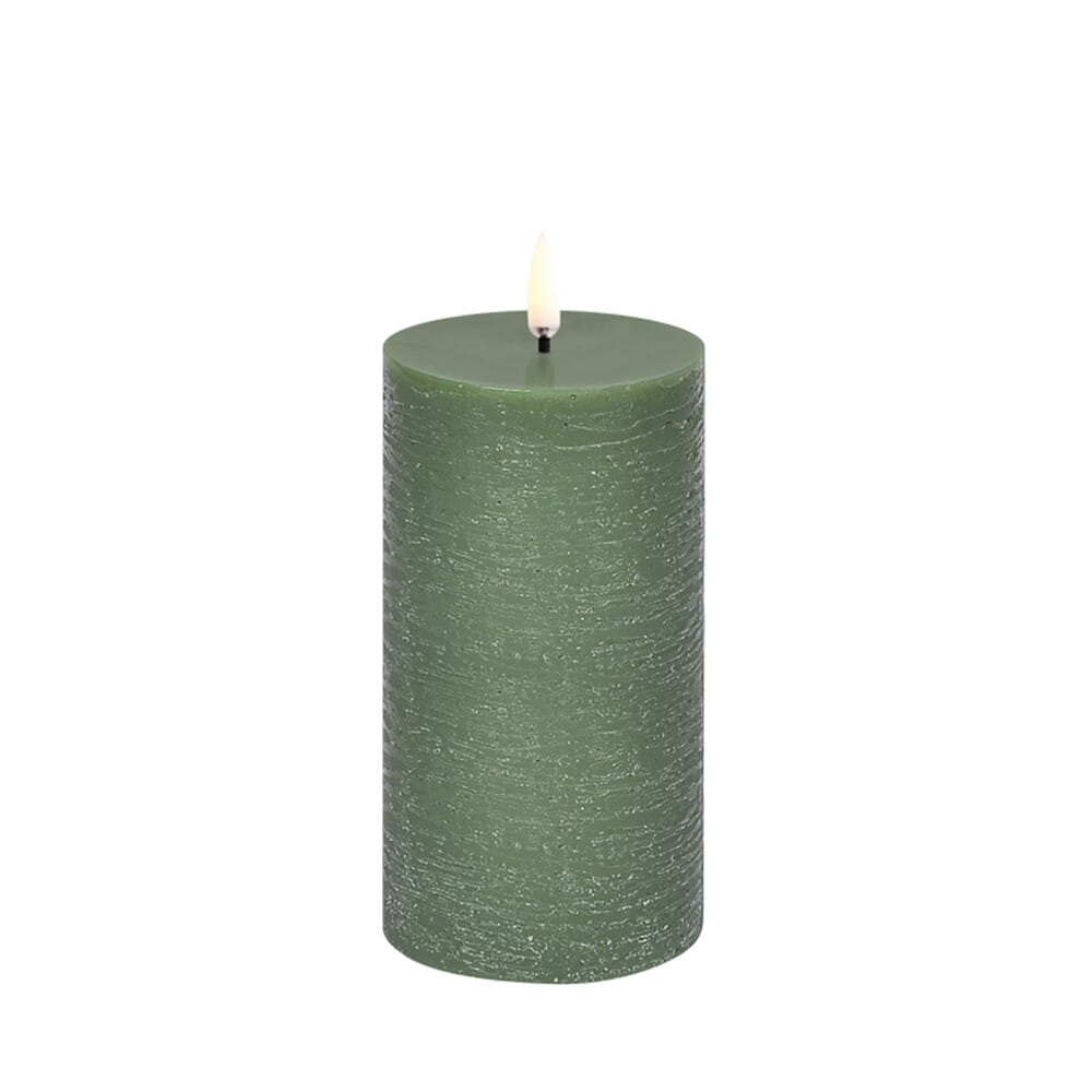 Uyuni Lighting - Pillar Candle LED 7,8x15,2 cm Olive Green/Rustic  Lighting