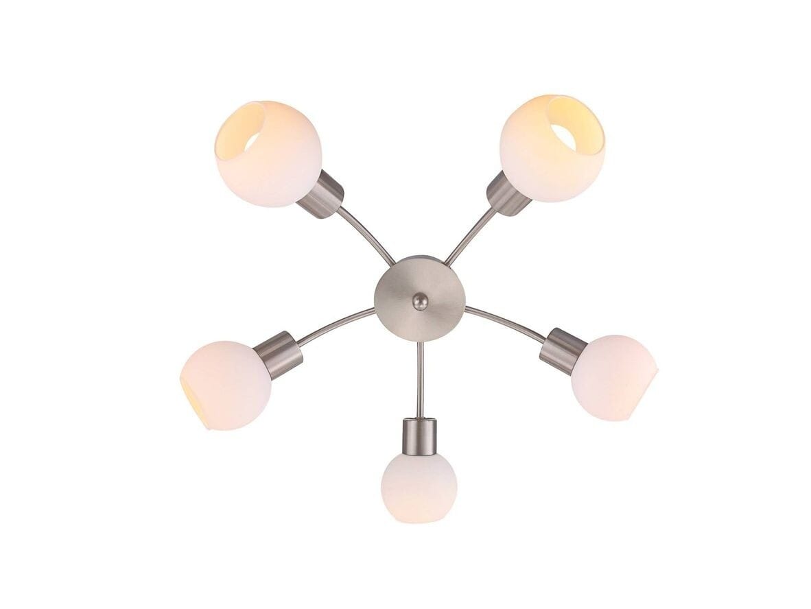 Lindby - Elaina 5 Ceiling Lamp Nickel/Opal