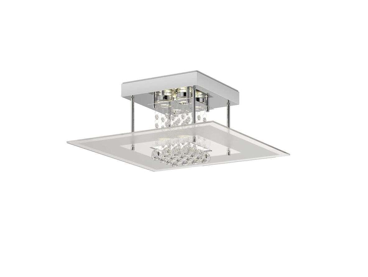 Lindby - Lisandra LED Ceiling Lamp IP44 Chrome/Clear