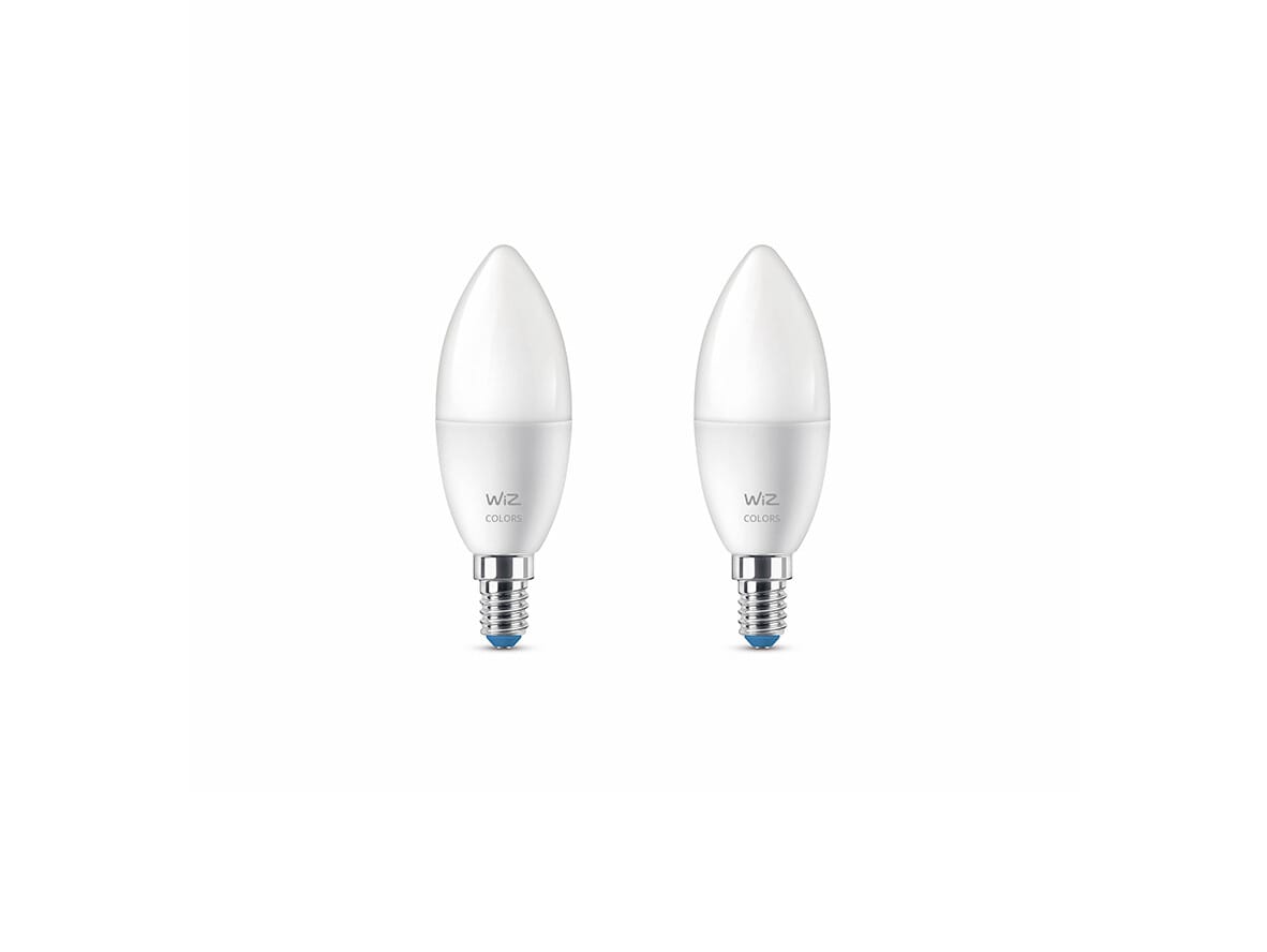WiZ - Bulbs Smart Color 4,9W 470lm 2700-6500K 2-pack Candle E14