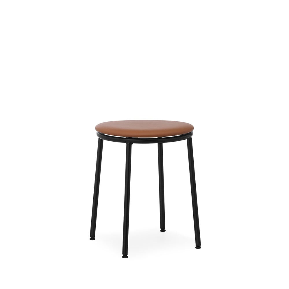 Normann Copenhagen - Circa Stool H45 Upholstery Black Steel/Ultra Leather Brandy Normann Copenhag