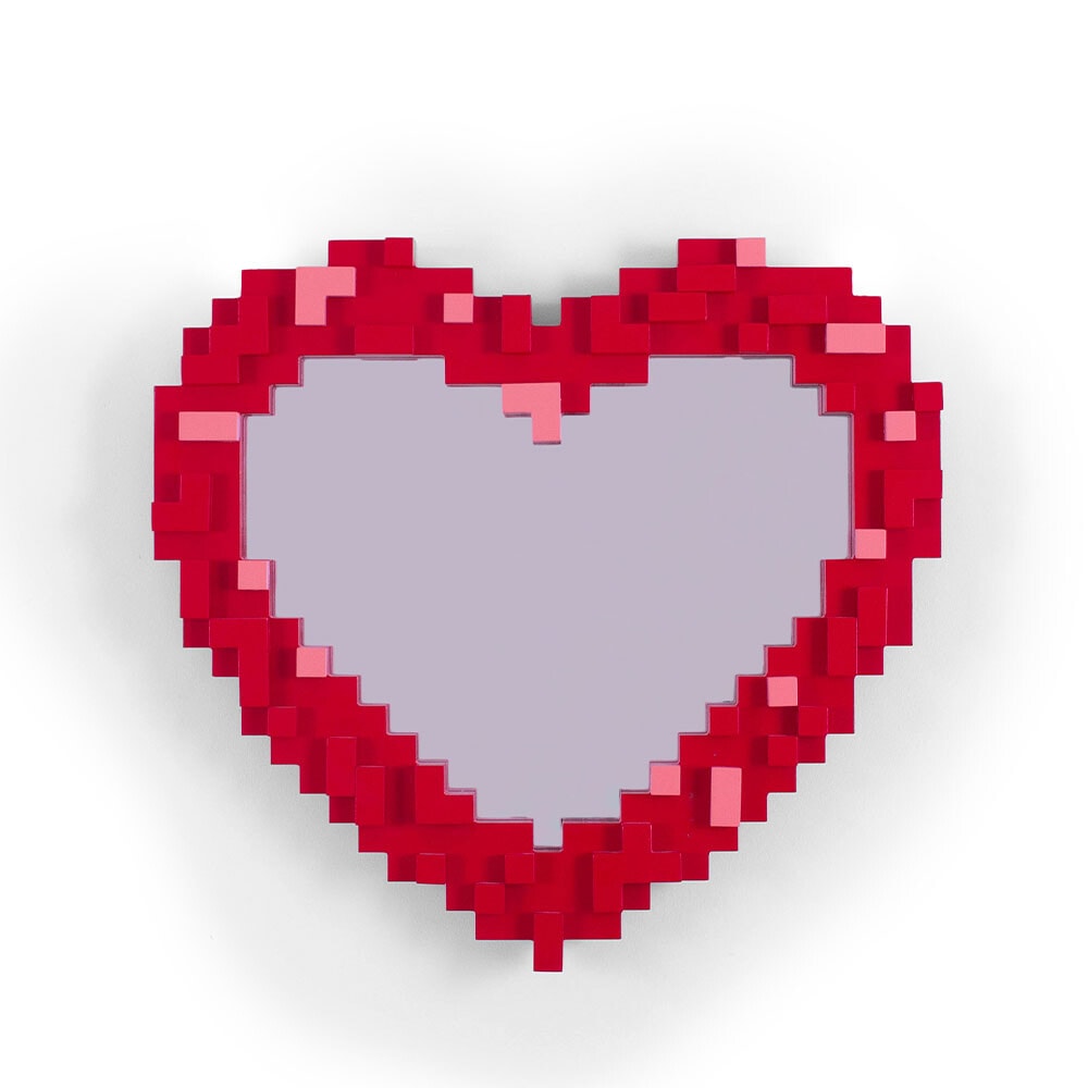 Seletti - Heart Pixel Mirror Red/Pink