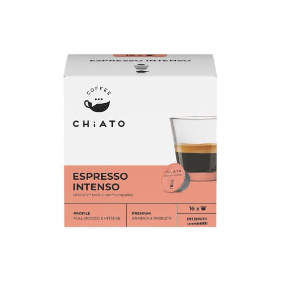Coffee capsules compatible with NESCAFÉ® Dolce Gusto® CHiATO Espresso Intenso, 16 pcs.