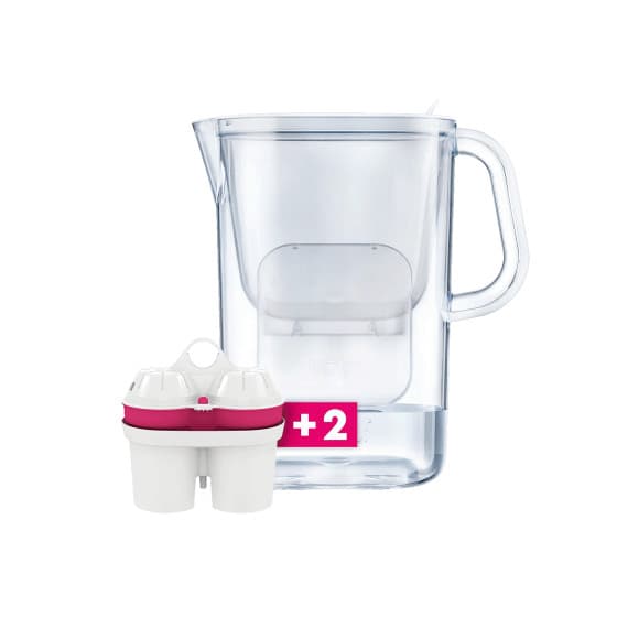 BWT AQUAlizer Baselight water filter jug with an electronic timer, 2.6 l – White + 2 magnesium-mineralised water filter cartridges