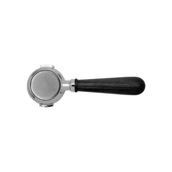 Lelit PLA580B bottomless filter holder with a black walnut wood handle
