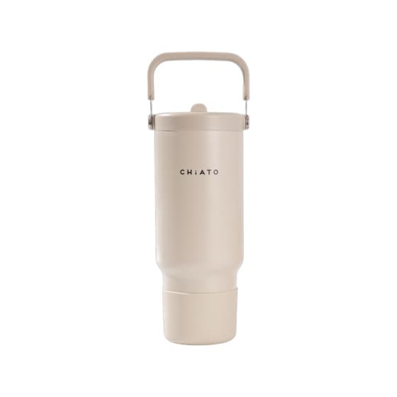 CHiATO Home freshSIP Oat Cream insulated tumbler with a flip straw lid, 946 ml – Cream