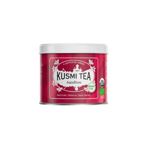 Organic fruit and herbal tea Kusmi Tea AquaRosa, 100 g (in a metal tin)