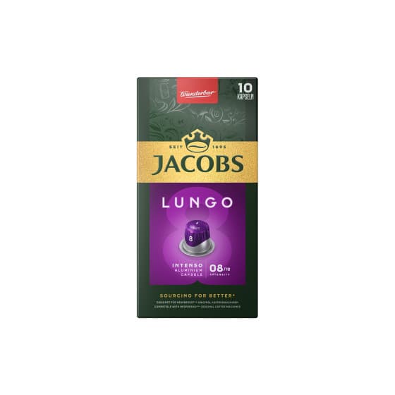 JACOBS Lungo 8 Intenso coffee capsules for Nespresso® machines, 10 vnt.