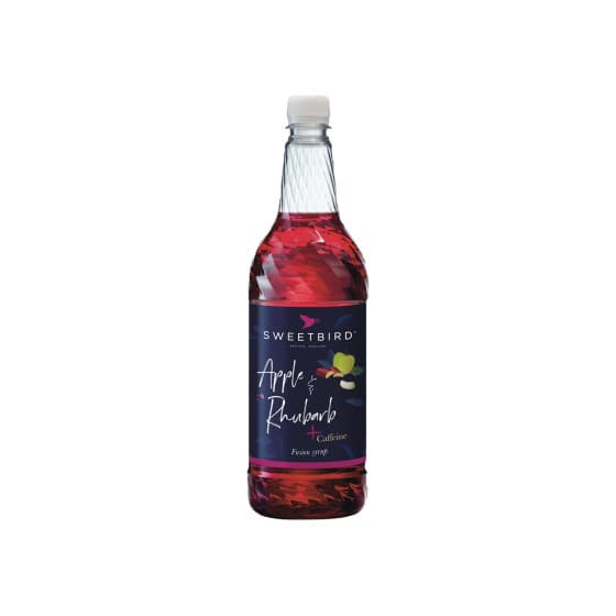 Syrup with added caffeine for iced drinks Sweetbird Fusions+ Apple and Rhubarb, 1 l
