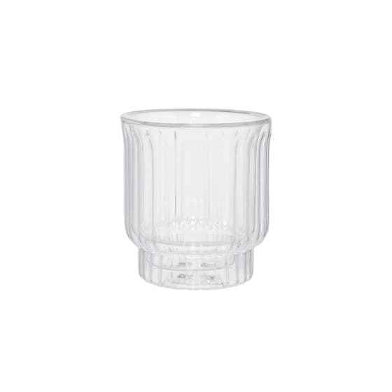 Double-wall grooved latte glass CHiATO, 300 ml – Transparent