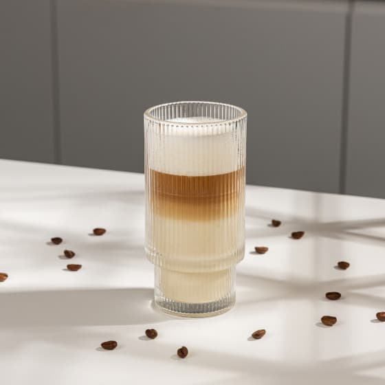 Grooved latte macchiato glass CHiATO, 480 ml