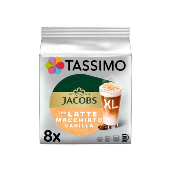 Tassimo Latte Macchiato Vanilla XL Coffee Capsules (compatible with Bosch Tassimo capsule machines), 8 pcs.