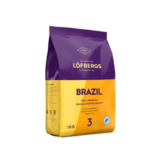 Coffee beans Löfbergs Brazil Rainforest Alliance, 1 kg