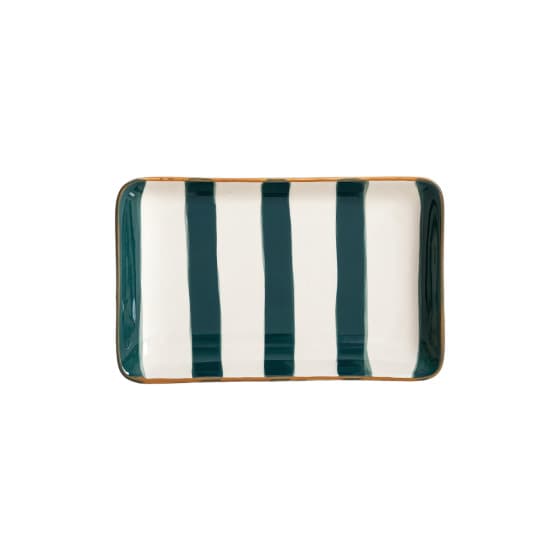 Homla TORRIT Green Stripes Plate, 19 x 12 cm
