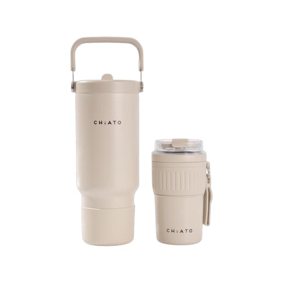 CHiATO Home hot & fresh SIP Oat Cream insulated travel mug & tumbler set – Cream