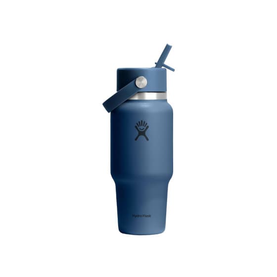 Hydro Flask Wide Mouth Flex Straw Cap Harbor Blue Travel Bottle, 710 ml