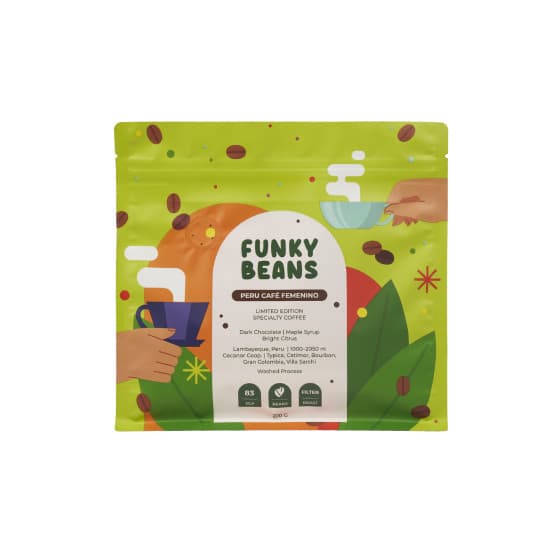 Specialty coffee beans Funky Beans Peru Cafe Femenino Filter, 200 g