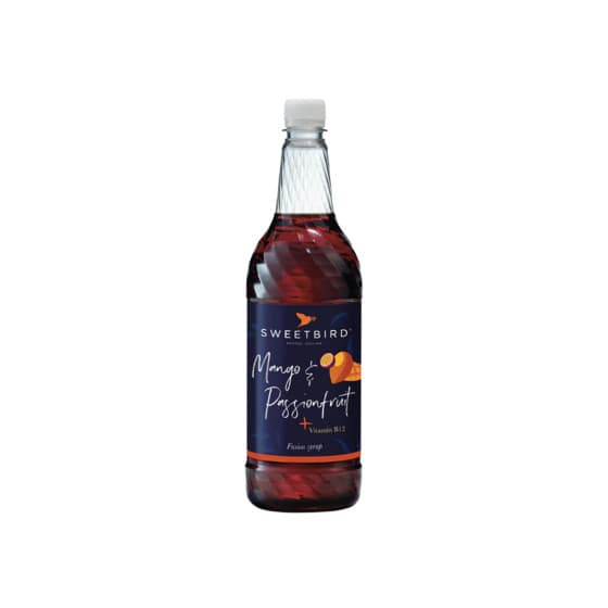 Syrup with added vitamin B for iced drinks Sweetbird Fusions+ Mango and Passionfruit, 1 l