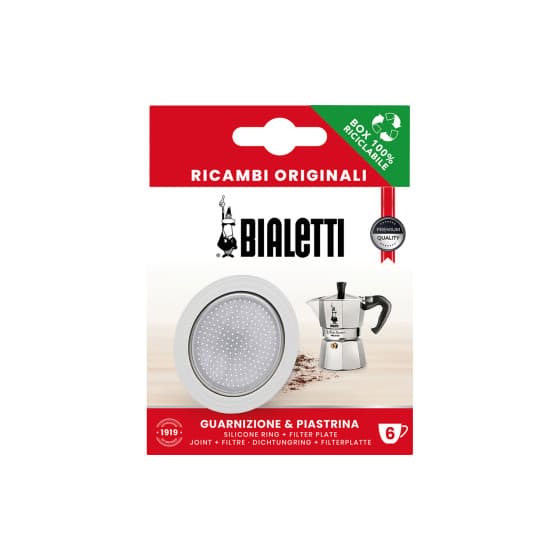 Gasket and filter plate for Bialetti Induction 6-cup moka pots