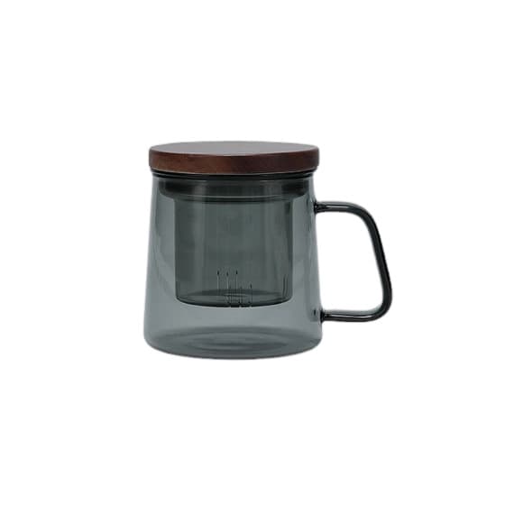 S|P Collection Luma Grey Mug with Glass Filter and Lid, 370 ml