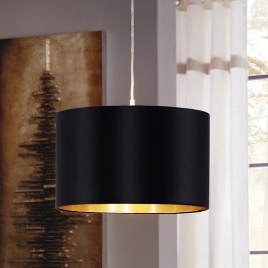 Eglo MASERLO Black & Gold Large Round Pendant Light - Nickel