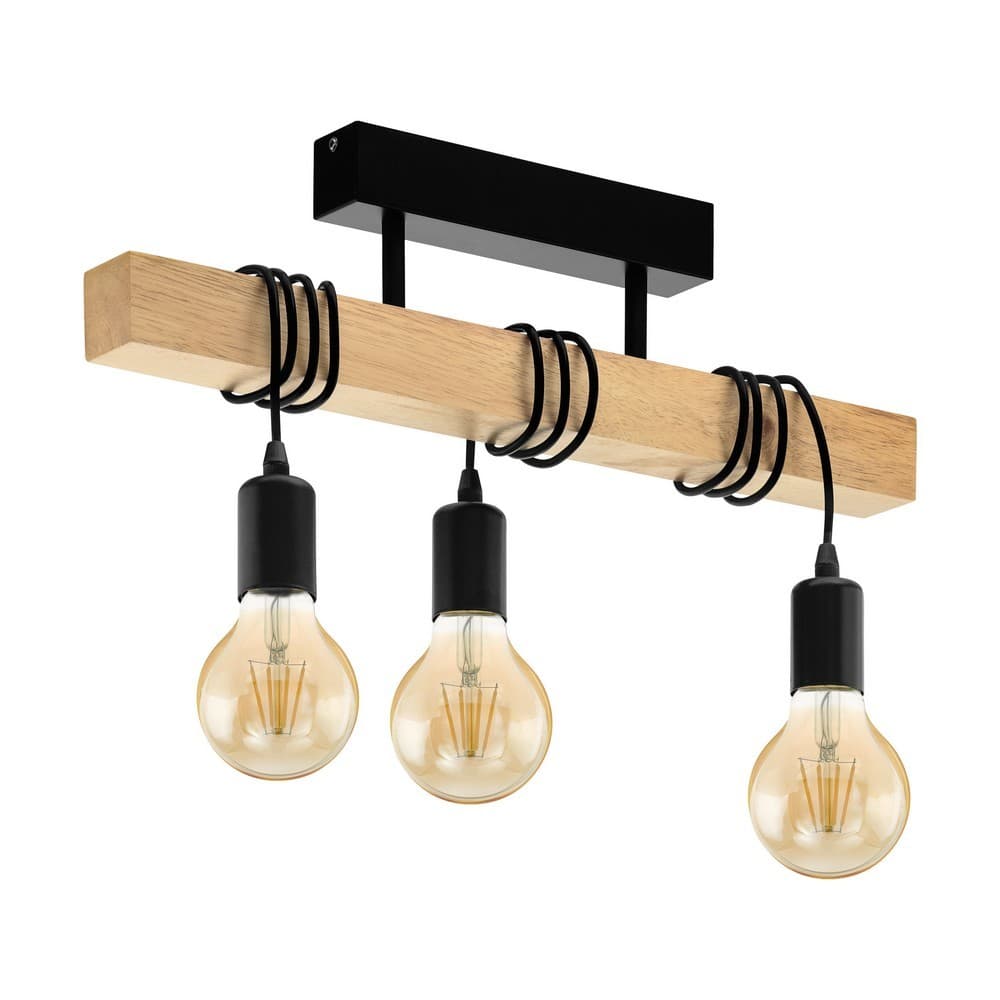 Eglo Arcadian Triple Wood Ceiling Light - Black - EGO Lighting