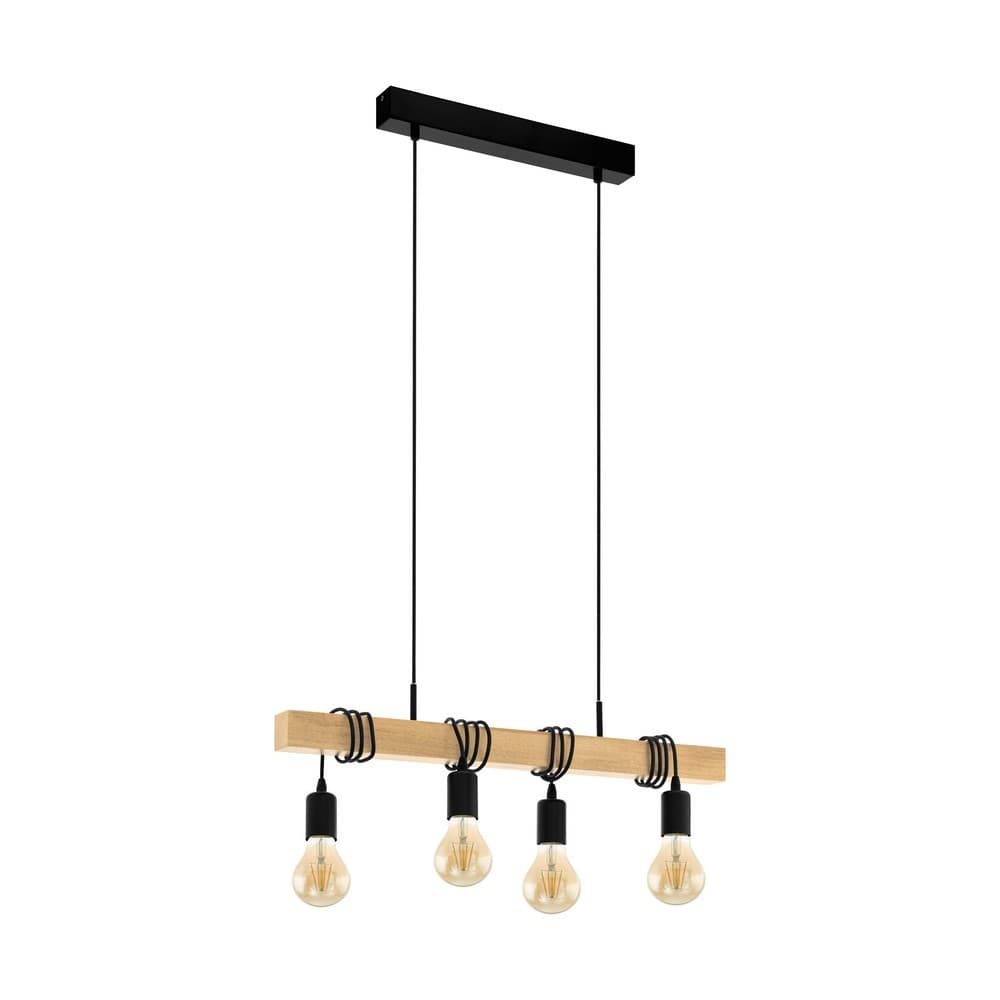 Eglo Arcadian 4 Wooden Pendant Light - Black - EGO Lighting