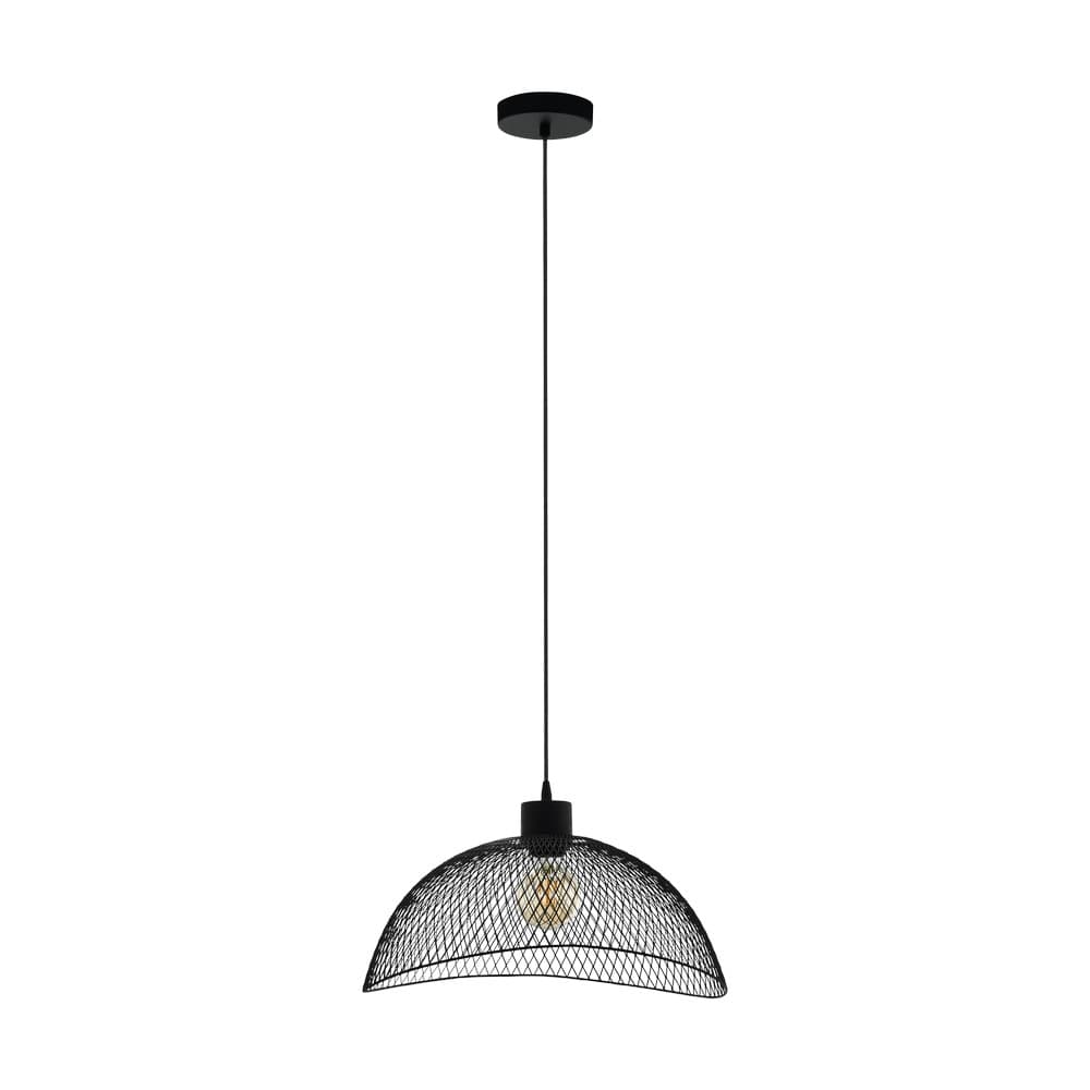Eglo POMPEYA Black Mesh Curved Dome Small Pendant Light