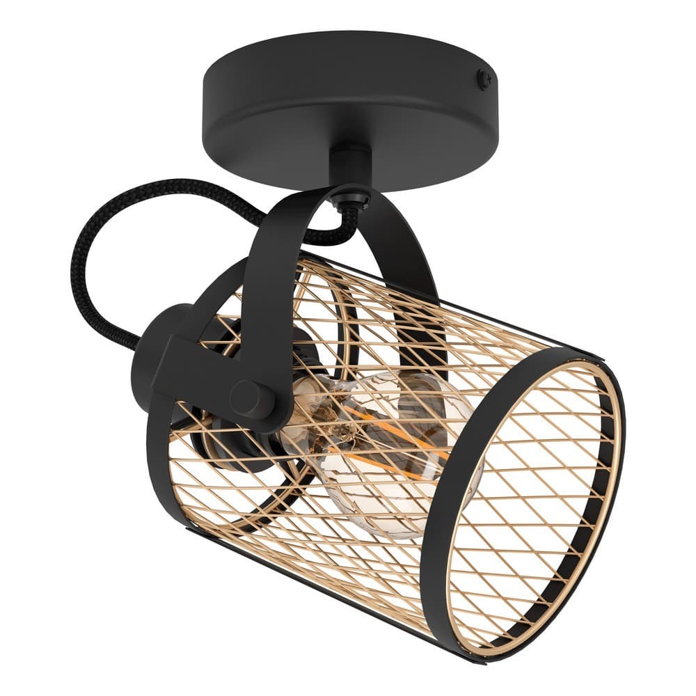 Eglo Verdant Caged Adjustable Ceiling Spotlight - Black - EGO Lighting